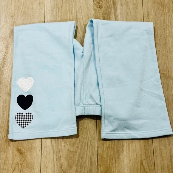 NWT Abercrombie Kids Light Blue Heart sweatpants - Picture 2 of 4